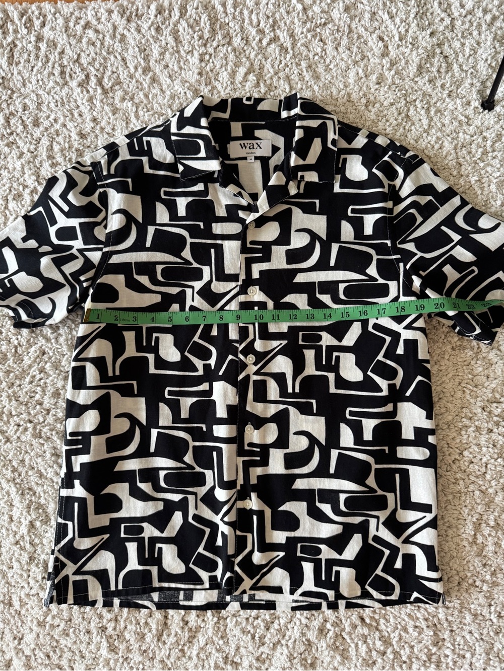 Wax London Digicot Squiggle Geo Cotton Camp Shirt M